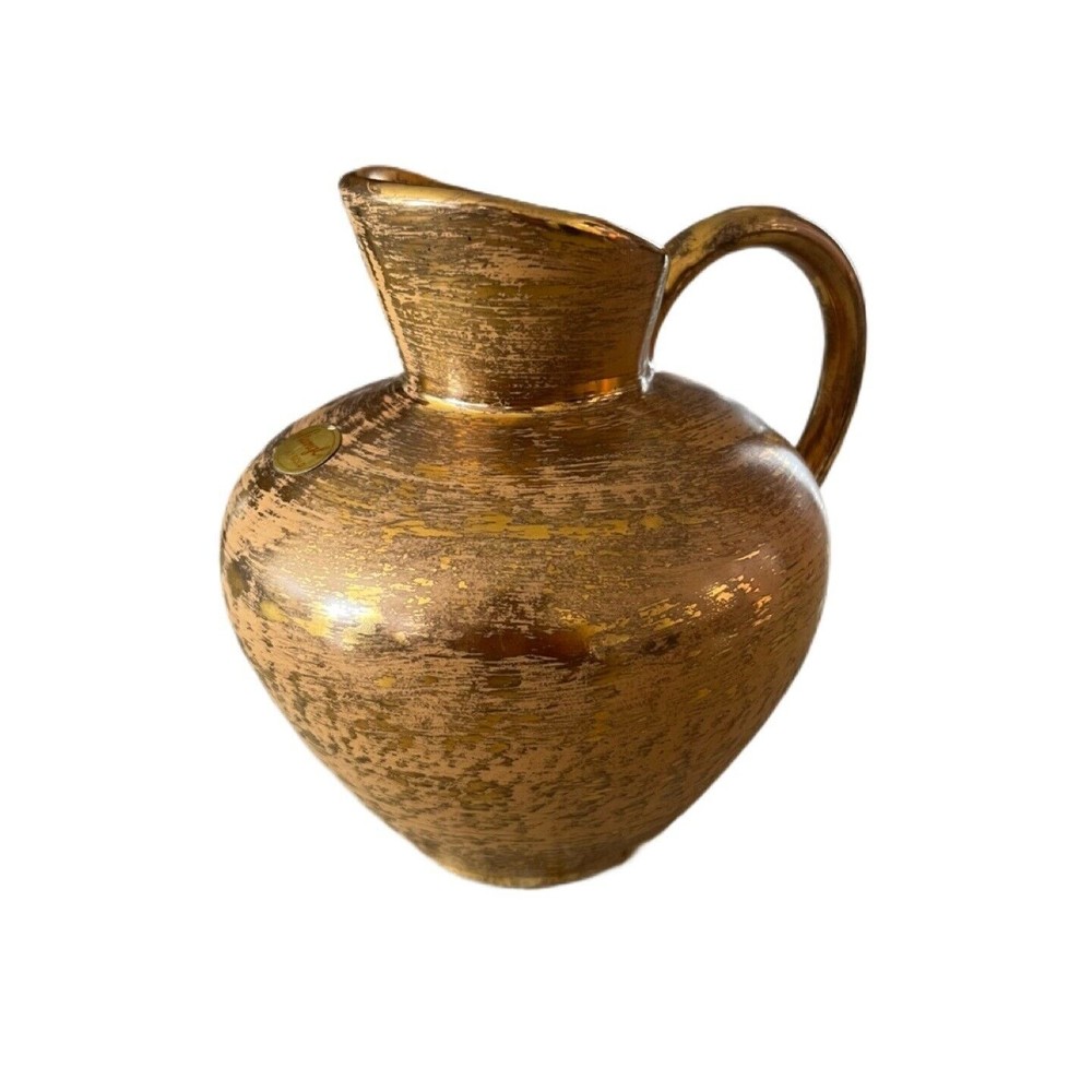 Vintage Stangl Granada 22 KT Gold Pitcher  4060 Hand Painted Mid Century Decor‎